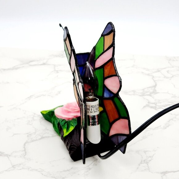 Tiffany Style Stained Glass Butterfly Night Light Table Accent Lamp On Off Switc - Picture 4 of 8